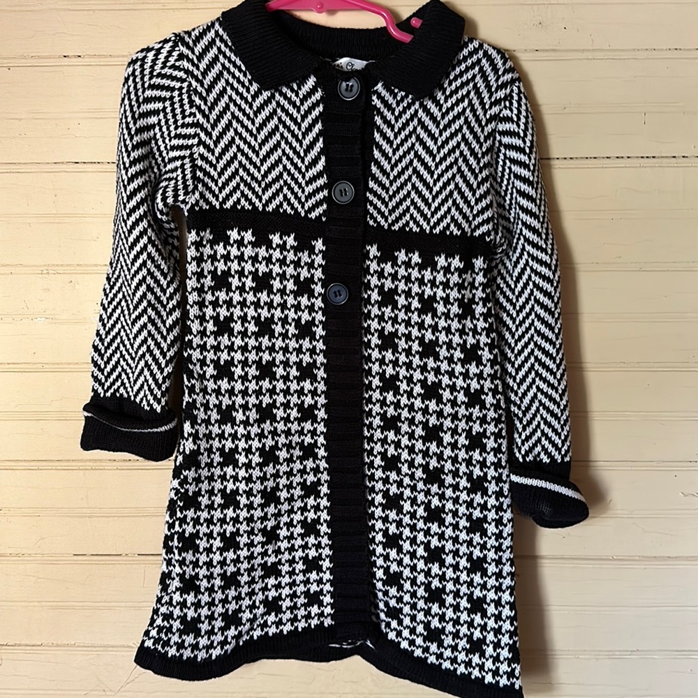 Jillian’s Closet Houndstooth Sweater Dress 24M Black White Preppy